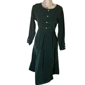 Vintage Corduroy Dress Green Size 8-10 Long Sleeve WICKED Elphaba dress